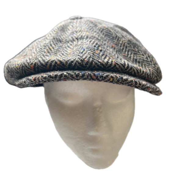 Mucros Weavers Irish Flat Cap Tweed 100% Wool Hat Driving Cap Size L Blue Brown - Picture 3 of 10